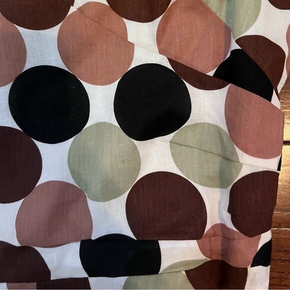 Beautiful sage green tan and brown polka dot cotton dress size 11 - Picture 5 of 8